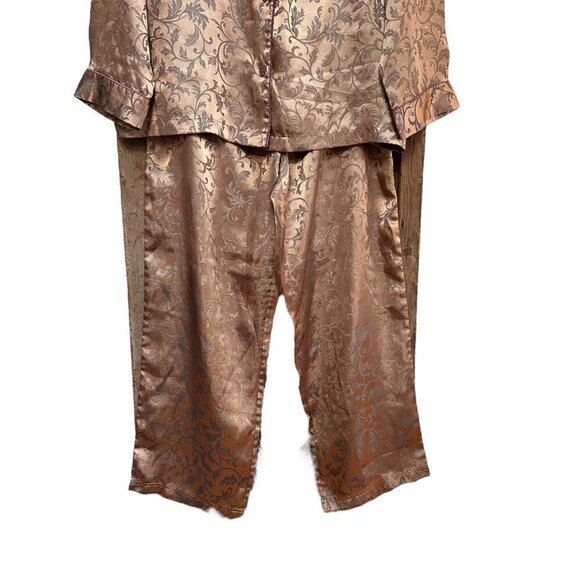 Victoria's Secret Pajamas Set Floral Imprint Button Down Gold Sleepwear Size LG - Picture 3 of 6